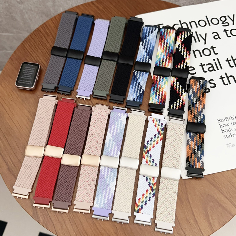 Suitable for Samsung Galaxy Fit3 Bracelet Nylon Braided Elastic Strap with Magnetic Buckle Sports Replacement Wristband for Men and Women