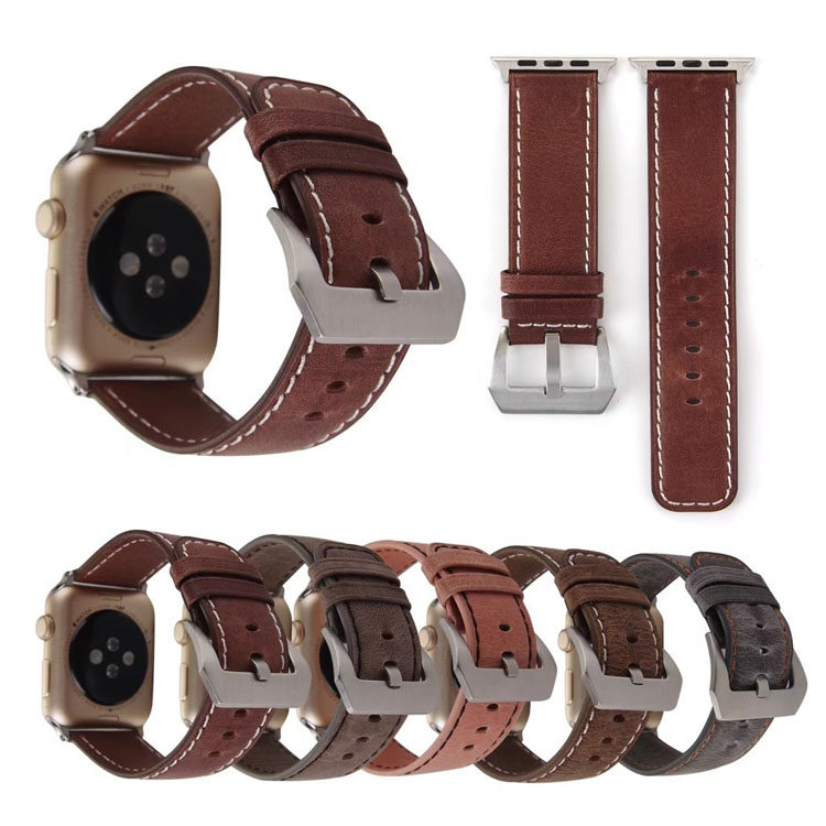 Applicable Apple Watch7 watches 6 generations of genuine leather sports watches with iWatch12345 retro business casual wrists