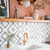 Black and white lines tiles hipster kitchen wall tiles ins toilet tiles Nordic geometric floor tiles