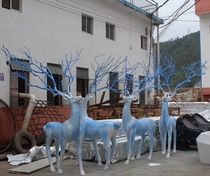 Deer sculpture custom outdoor garden courtyard fortune simulation sika deer ornaments shopping mall creative painted glass fiber reinforced plastic deer