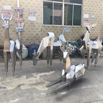 Custom glass fiber reinforced plastic elk sculpture creative cut surface stainless steel abstract deer sculpture park square landscape ornaments