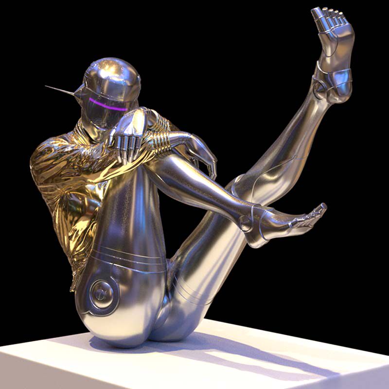 FRP electroplating science fiction KTV bar empty mountain base sex robot model creative sculpture decoration