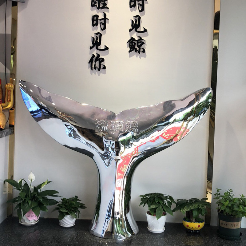 Electroplated glass fiber creative whale tail glazed whale milk tea shop sculpture glazed whale shop joining special sculpture