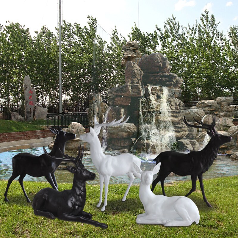 Outdoor fiberglass deer sculpture simulation animal sculpture Mall garden garden decoration garden deer ornaments
