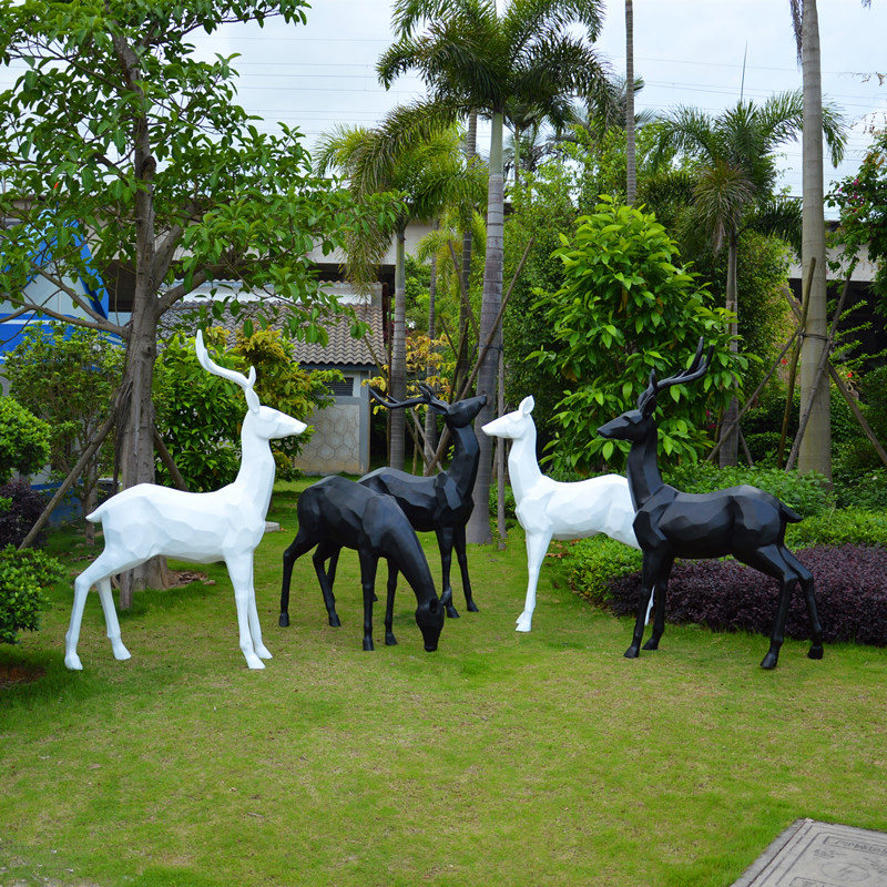 Outdoor Fibreglass Deer Sculpture Animal Small Deer Sculpture Garden Garden Park Square Abstract Little Deer Sculpture Pendulum