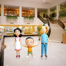 Outdoor cartoon Big Head Son a family of three Sculpture Mall kindergarten playground park decoration