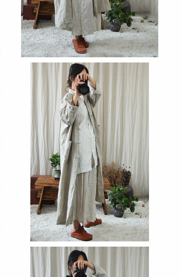 Bản gốc Trung Quốc Zen Zen Women Áo khoác dài lỏng lẻo Quạt dày văn học Áo cổ điển Áo gió - Trench Coat áo khoác dài nữ