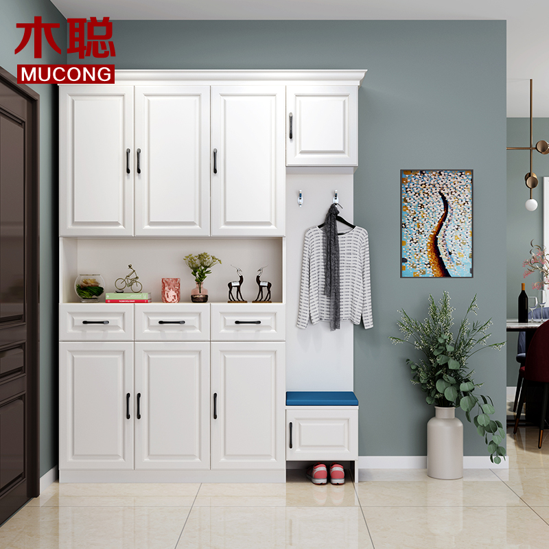 Eurostyle shoe cabinet door hall cabinet portfolio minimalist modern entrance to the family's hood cabinet with changing shoes stool Xuan Guan Partition Lockers