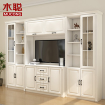 Simple modern TV cabinet display bookcase combination film and television Wall European coffee table living room multifunctional TV background wall