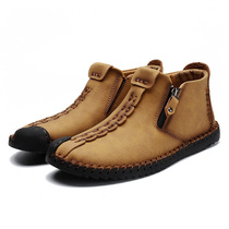 Knight boots Mens high-top Martin boots Genuine leather British Fan shoes Tooling boots Vintage Leather boots Motorcycle riding shoes