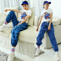 Loose sports bunches feet casual overalls women hip hop tide ins thin jazz dance pants high waist street dance suit