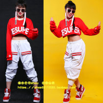 jazz sexy dance top women long sleeve loose short navel jazz dance clothes performance costume dance set