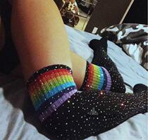 European and American hot drill high socks sports sexy leg socks JAZZ dance hip hop long tube knee nightclub singer Wild