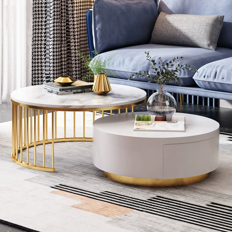 Bàn cà phê sang trọng nhẹ tủ TV Ý tối giản hiện đại tối giản căn hộ nhỏ tròn bàn cà phê sàn tủ nội thất phòng khách - Bàn trà
