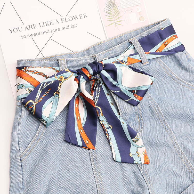 Ribbon Belt to Match Jeans, Leather Belt for Women, Silk Scarf, Thin Silk Decorative Skirt, Long Pants Fabric Strips, Versatile