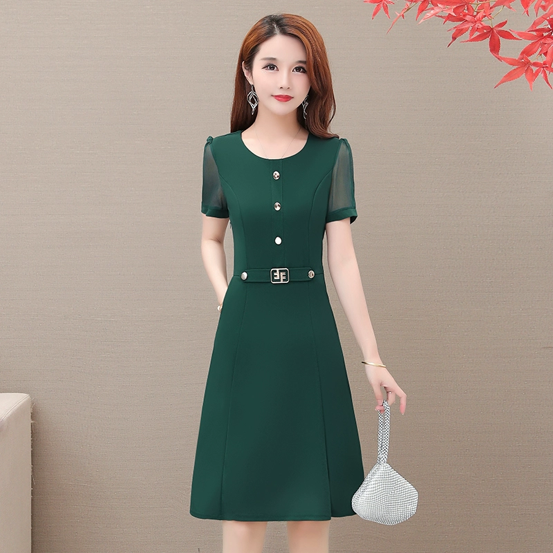 2020 New Lady Ladies Wide Lady Dress Tuổi của phụ nữ được che phủ Chất béo của đàn ông trung niên 35-45 Mùa hè của phụ nữ - Sản phẩm HOT