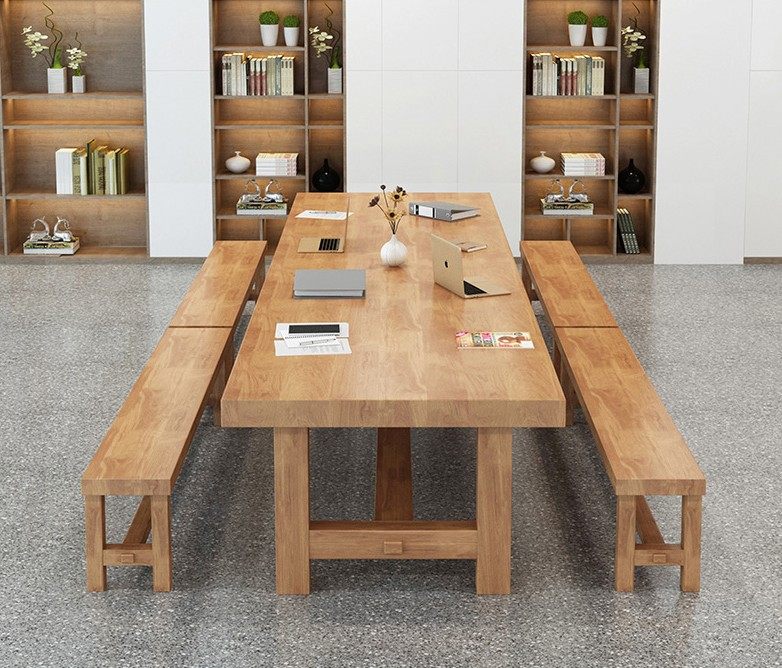 Large conference table and chair combination Long table Solid wood tea table desk Computer desk Industrial style negotiation training table