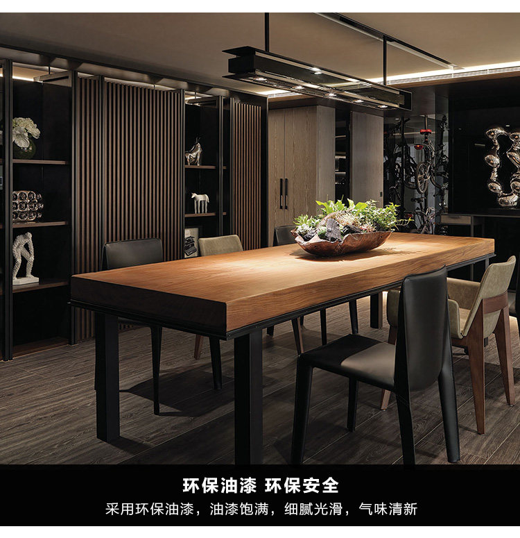 American iron art solid wood large conference table long table brief modern rectangular loft desk industrial wind table and chairs