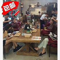 Industrial Wind Beauty Hair Mirror Table Solid Wood Bronzing Table Retro Dyeing And Dyeing Table Hot Dye Terrace Son Creative Loft Hairdressstand Mirror Table