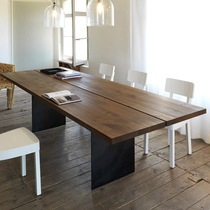 Solid Wood simple modern conference table industrial wind office computer desk loft dining table negotiation reception long table Workbench