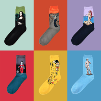 Womens store classic famous painting socks Womens printed all-match socks casual loose cotton couple socks