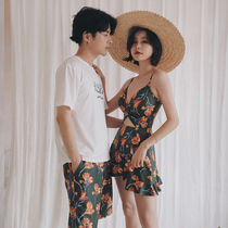 Seaside lovers swimsuit suit Ins wind lovers Belly Button Slim Beach Pants Male couples Sexy Swimsuit Women