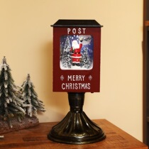 Christmas music glowing snow light wooden mailbox shape decorative light red festive living room decoration night light
