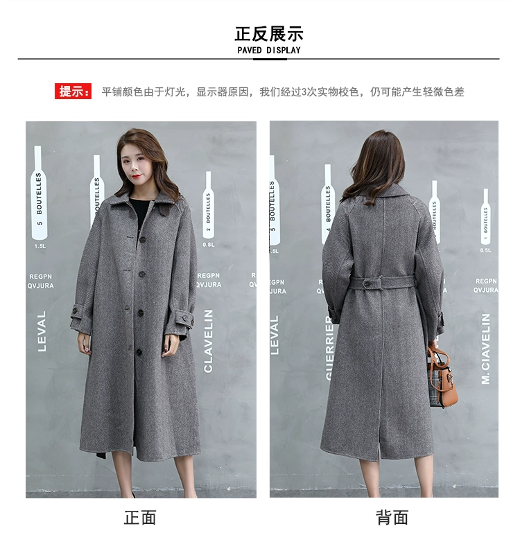 Hai mặt 2019 mới mùa thu và mùa đông len cashmere lỏng thương hiệu lớn llama cashmere alpaca Áo khoác cotton cotton