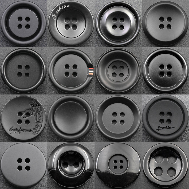 High-end suit button button men's women's matte black coat windbreaker jacket resin pants round buttons