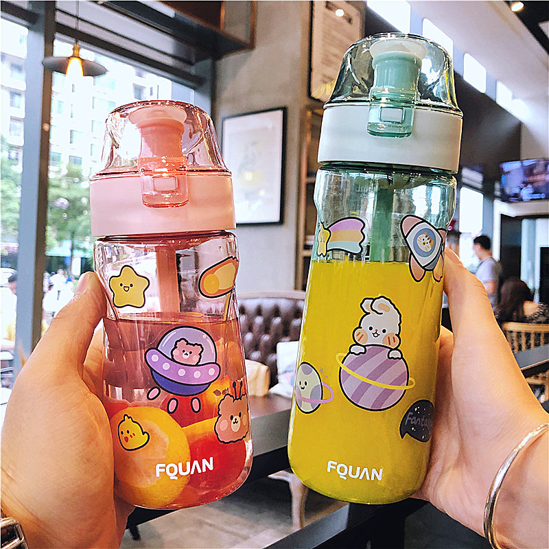 Korean version of simple sports with tea compartment plastic cup male and female students portable couple water cup forest fresh and handy cup
