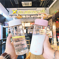 Korean version of fresh sports simple plastic cup male and female student water Cup couple portable with scale resistant cup