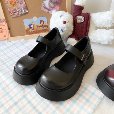 taobao agent Suggaining Japanese round head jk leather shoes female Yingying College wind increases and retro cute big head Mary Jane pine cake shoes