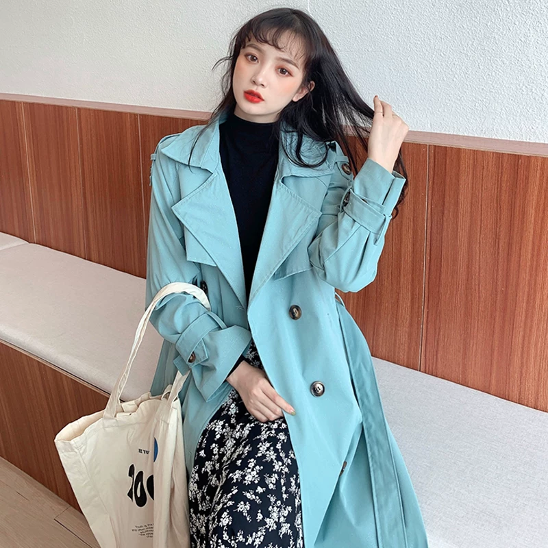 Длинное trenchcoat с длинными рукавами, средней длины, макси, британский стиль, свободный крой
