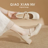 Обувь, белое ципао, туфли, высокая подходит с юбкой для кожаной обуви, из натуральной кожи, французский стиль