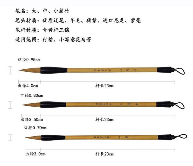 Li Xiaoping's calligraphy brush studio Hecheng Chun'antang pen shop large, medium, small, orchid, bamboo, wolf, regular script, small freehand flowers and birds
