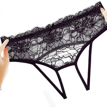 Womens underwear Womens lace openwork sexy briefs Thin incognito low waist crotch large size sex underwear