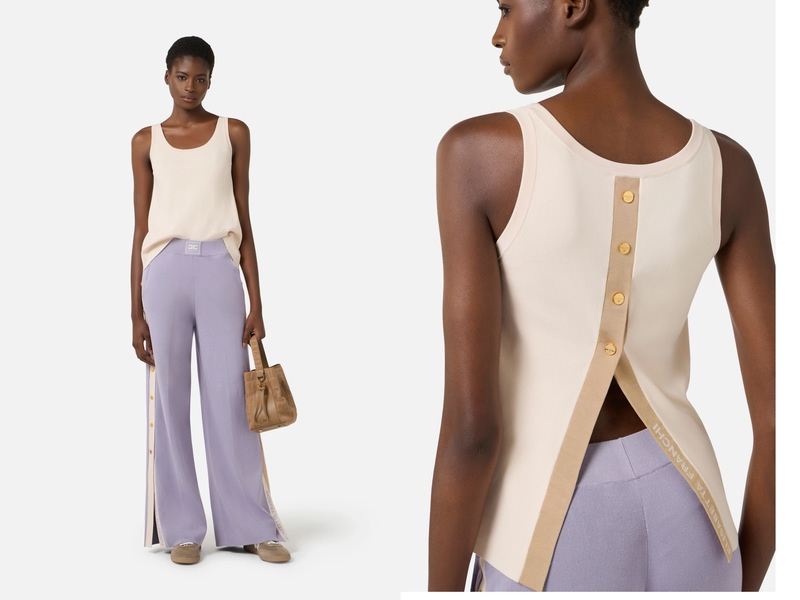 Bellarosehan Little Sister Elisabetta from Italy Button Design Vest Casual Reversible Front and Back Wear