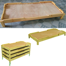 Special camphor pine solid wood bed for kindergarten Childrens pine nap single small bed baby thickened wood stacking bed