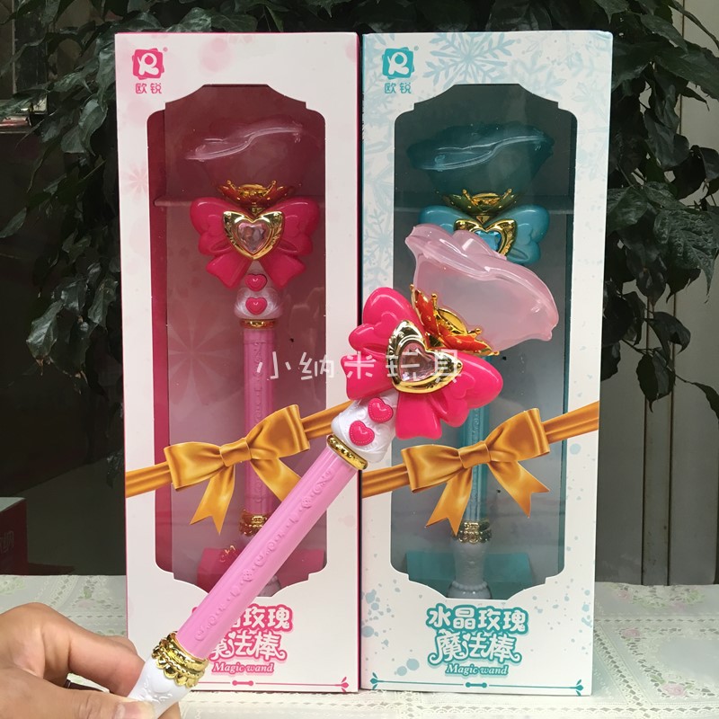 Children Light Music Pink Rose Magic Wand Ice Blue Flowers Queen Sceptre Little Girl Birthday Presents