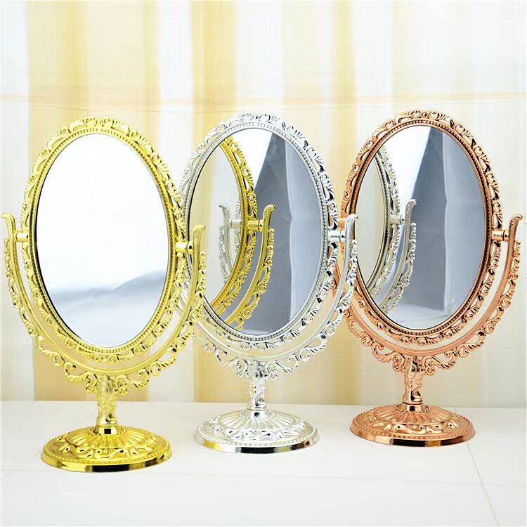 European double-sided with silver ocean dresser mirror decorated elliptical creative Valentine's Day decoration gift