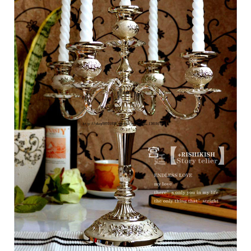 European and American candlesticks silver and white five-headed Western food hotel home wedding light night hall table decorations ornaments