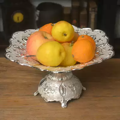 European fruit plate living room tea table silver metal fruit basket American modern high-end home decoration decoration hotel supplies