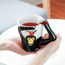 3D Creative Ceramic Animal Mug Couple Cup Coffee Cup Large Capacity Gift Office Cup with Spoon Pad