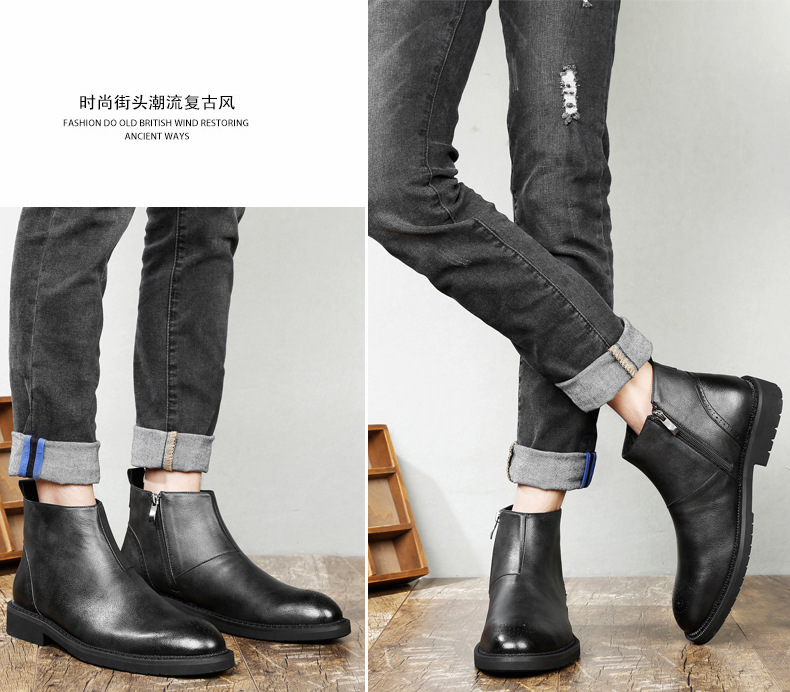 2018 mùa thu mới giày nam nhọn Martin ủng nam xu hướng giày ngắn nam xu hướng retro giày ống nam