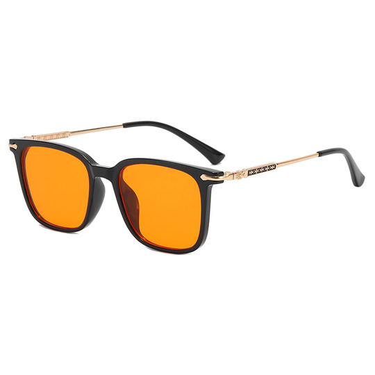 2025 New Korean Orange Sunglasses Square Frame Retro Street Style Xiaohongshu Trendy Large Frame Sunglasses Unique Hip-Hop