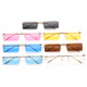 Hip-Hop Rimless Tinted Sunglasses for Women, High-End ins Blue Narrow-Frame Small Face Sunglasses, Trendy Brand for Men