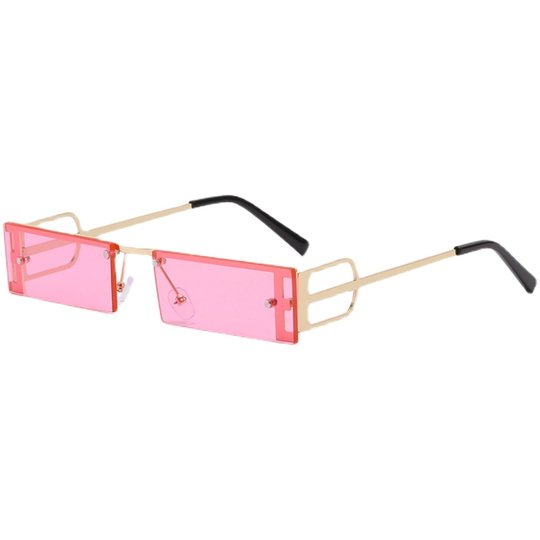 Frameless Small Lens Sunglasses for Women, High-End Style ins Hip-Hop Men's Retro Colorful Small Frame Sunglasses for Photo Shoots and Clubbing