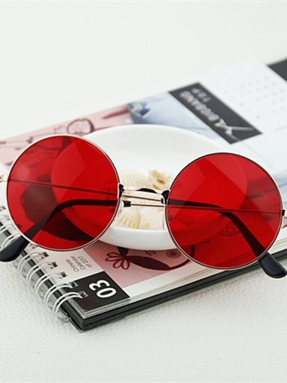 New Korean Red Fashionable Round Ocean Lens Unisex Trendy Sunglasses Internet Celebrity Style Sunglasses