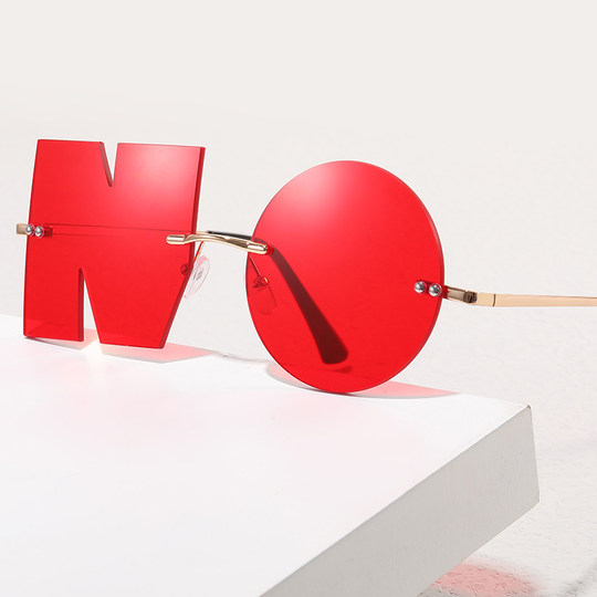 ins Internet Celebrity Quirky No Sunglasses Men's Fashion Personality Party Dance Frameless Irregular Sunglasses Women's