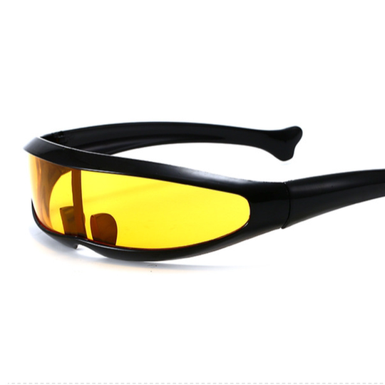 X-Men Sunglasses, Quirky Cycling Robot, Integrated Electric Vehicle Sunglasses, Personalized Gold-Plated Silver Frame, One-Piece Lens